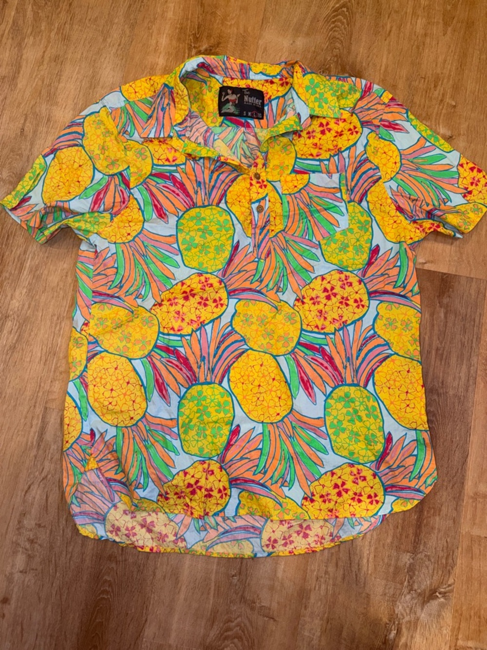 chubbies Yellow Pineapple Print Casual Button-Down Shirt